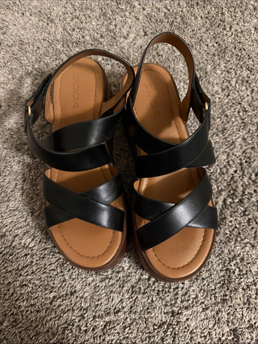 Black Platform Strappy Sandals